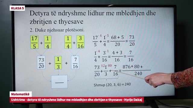 Klasa 5 Matematikë Ushtrime Detyra Të Ndryshme Lidhur Me Mbledhjen Dhe Zbritjen E Thyesave 3383